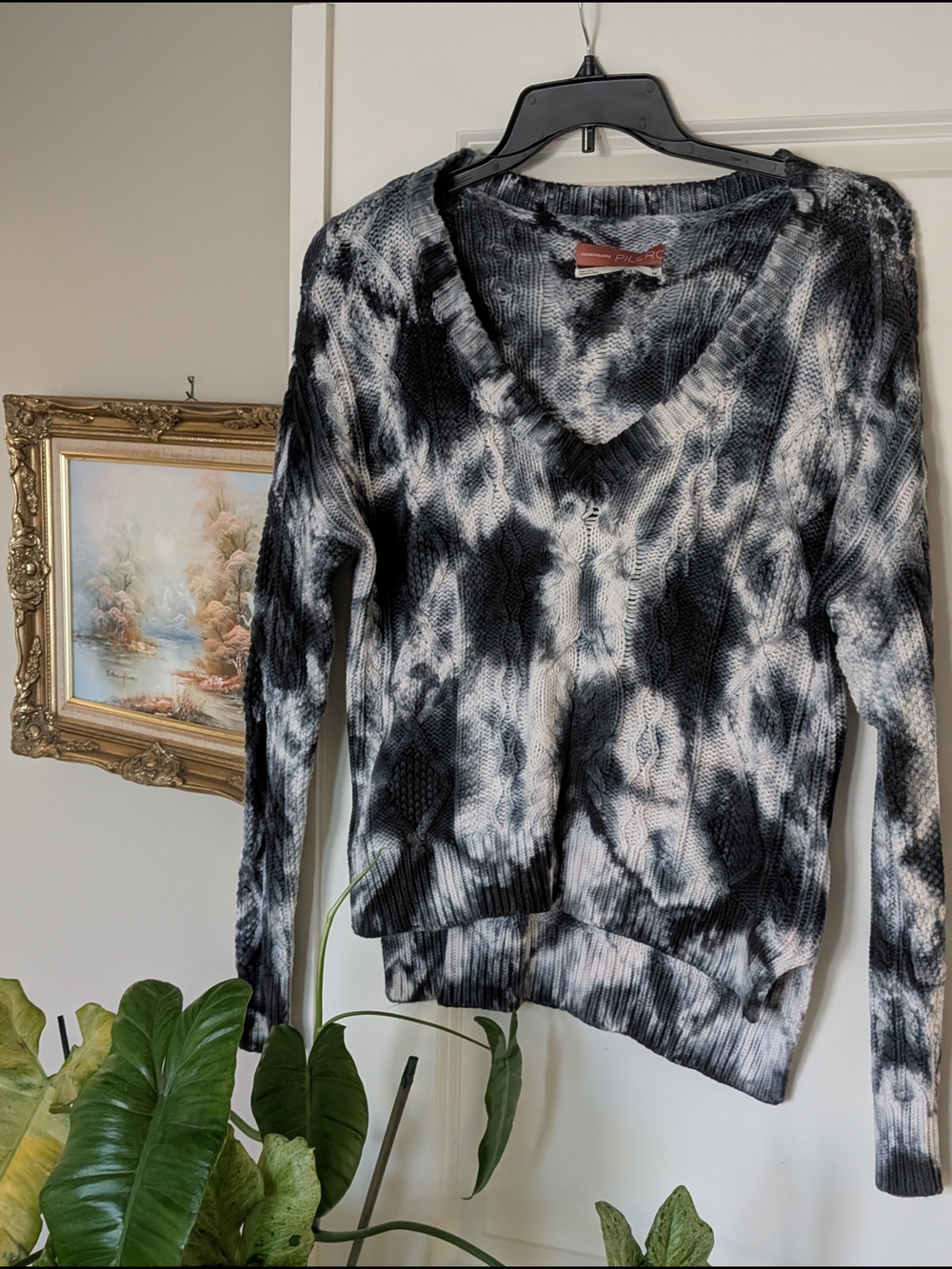 Pilcro Tie-Dye V-Neck Knitted Sweater